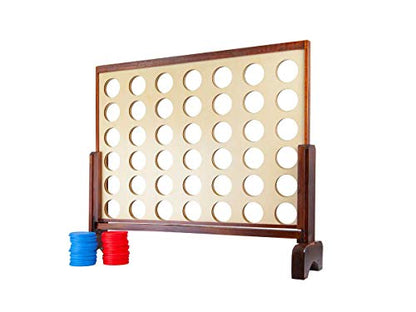 Monoprice Giant Four-in-a-Row - for Tailgating, Bbqs, Camping, Outdoor Events, and Much More - Pure Outdoor Collection, Wood, 34 x 26 x 4.25 inches