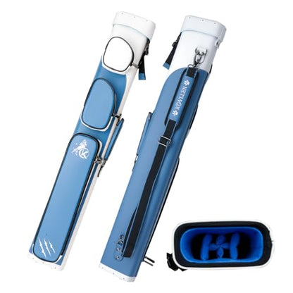 KONLLEN 2x4 Hard Pool Cue Case – Professional Billiards Cue Case for 2 Butts & 4 Shafts, Durable Hard Shell Cue Bag with Adjustable Shoulder Strap, Large Storage Pockets - color: 2x4-Blue
