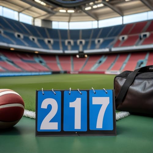 WOONEKY Portable Basketball Scoreboard with Triple Digit Display, High Visibility PVC Tabletop Score Flip Board for Indoor Basketball Games