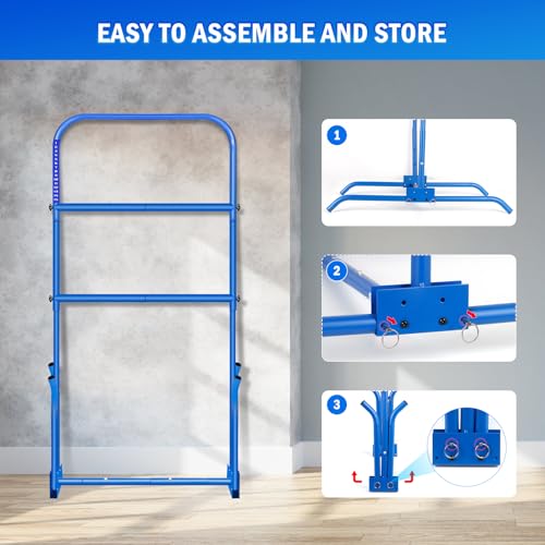 2PCS Ladder Toss Ball Game Set with Score Tracker, Adjustable Height (42.5''-53.5'') Portable Foldable Metal Frame & Stable Tripod Base with Carry Bag for Outdoor Backyard, Camping, Yard, Beach, Lawn