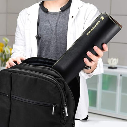 Leather Dice Cup Set, 5 Black Dice Cups + 25 Dices + Exclusive Storage and Transport Case Made of Faux Leather (Black x2) - color: 2 Pack Black