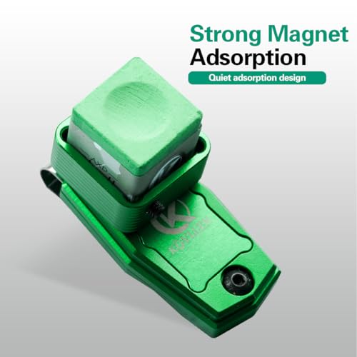 KONLLEN Magnetic Pool Chalk Holder Aluminum Alloy Belt Clip | Portable design, durable metal construction, quick access,metal cue chalk case for pool, snooker and carom - color: Green