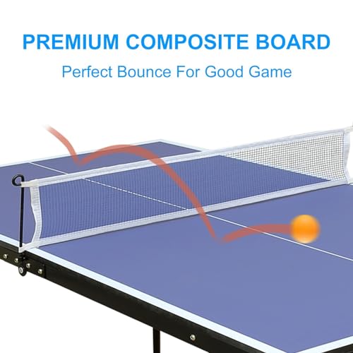 Portable 54'' Table Tennis Set with Folding Legs, Easy Storage - Ideal for Small Spaces, Includes Net, Paddles, and Balls