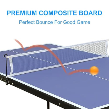 Portable 54'' Table Tennis Set with Folding Legs, Easy Storage - Ideal for Small Spaces, Includes Net, Paddles, and Balls
