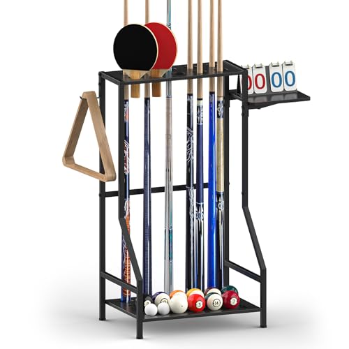 YBING Pool Stick Holder - Pool Stick Stand for 10 Sticks, Pool Stick Rack, Floor Cue Stick Holder, Billiard Cue Rack, Pool Table Accessories, Bamboo Black - color: Black Bamboo