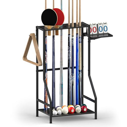 YBING Pool Stick Holder - Pool Stick Stand for 10 Sticks, Pool Stick Rack, Floor Cue Stick Holder, Billiard Cue Rack, Pool Table Accessories, Bamboo Black - color: Black Bamboo