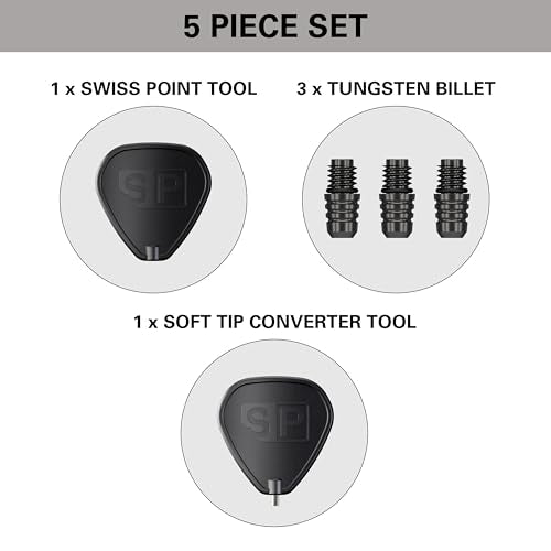 Target Darts Soft Tip to Swiss Point Dart Conversion Set, Black/Silver – Soft Tip Dart Points Converter Tool, Repointing Soft Tip to Steel Tips 2BA Thread – Tungsten Billet Tips, Swiss Point Tool - color: Black