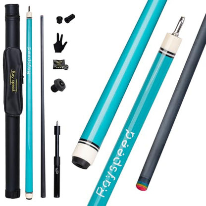 Carbon Fiber Pool Cue Stick 12.5mm Low Deflection Full Carbon Technology Pool Stick for Adults Professional Billiard Cue with Uni-loc Pin Joint - color: Green