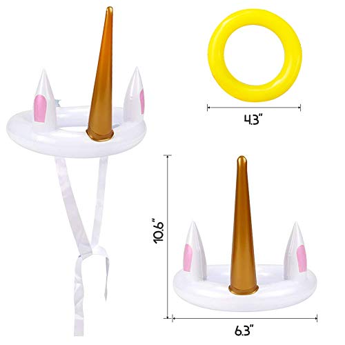 Joliyoou Unicorn Party Games, Inflatable Ring Toss Game Set Include 2 Pieces Unicorn and 12 Pieces Toss Rings, Party Game Favors 2 Pack