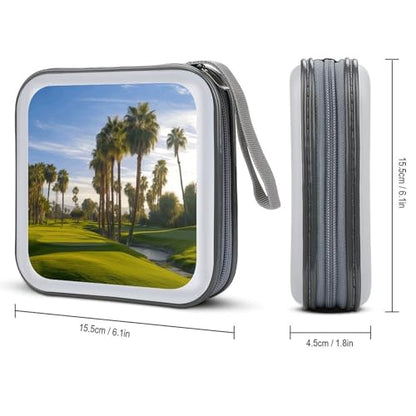 Palm Tree Golf Course CD Case 40 Capacity DVD Case Holder Portable Zipper CD Cases Holder Large Storage Disc Wallet Bag Hard Plastic DVD Cases for Car Home Travel
