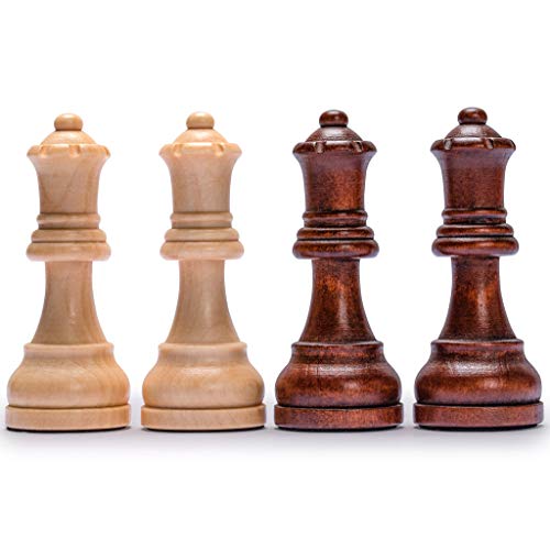 Husaria Staunton Tournament No. 6 Chessmen with 2 Extra Queens and Wooden Box, 3.9-inch Kings - color: Tan
