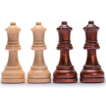 Husaria Staunton Tournament No. 6 Chessmen with 2 Extra Queens and Wooden Box, 3.9-inch Kings - color: Tan