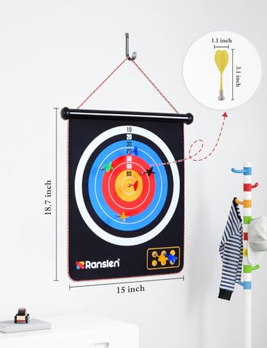 Ranslen Magnetic Dart Board for Kids and Adults, Double Sided Board Games with 15pcs Magnetic Darts, Boy Gifts Dartboard Toys Gift for Age 6 7 8 9 10 11 12 Year Old Boys