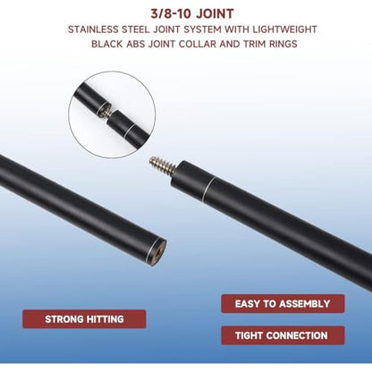 GSE Games & Sports Expert 58" 2-Piece Fiberglass Graphite Composite Billiard Pool Cue Sticks (Several Colors Available, Weight from 18oz, 19oz, 20oz, 21oz) - color: Matte Black, style: 18oz