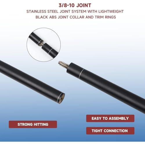GSE Games & Sports Expert 58" 2-Piece Fiberglass Graphite Composite Billiard Pool Cue Sticks (Several Colors Available, Weight from 18oz, 19oz, 20oz, 21oz) - color: Matte Black, style: 21oz
