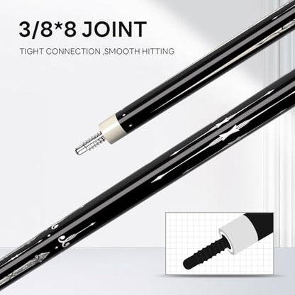 Carbon Fiber Pool Cue 58" 2-Piece Cue Stick Professional Cue Carbon Technology Low Deflection Billiard Cues（Weight can be Adjusted） - color: Phantom, size: 13mm
