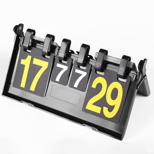 Portable Tabletop Scoreboard, 6-Digit Flip Display with Triangular Base, Soft PVC Material for Basketball Football Tennis Volleyball