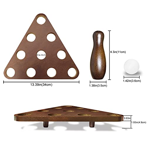 Tabletop Shuffleboard Bowling Pin Set Portable Shuffleboard Bowling Pin Game,Solid Wood Shuffleboard Bowling Curling Games- Easy Carry - color: Walnut