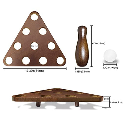 Tabletop Shuffleboard Bowling Pin Set Portable Shuffleboard Bowling Pin Game,Solid Wood Shuffleboard Bowling Curling Games- Easy Carry - color: Walnut