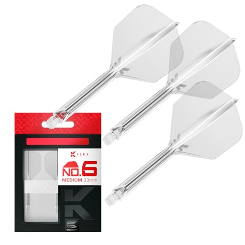Target Darts K Flex Integrated Dart Flight and Shaft, No.6 | 3-Pack K-Flex - No. 6, Kflex Precision-Molded 2-in-1 Dart Flights and Dart Shaft | Professional Dart Accessories - color: Clear, size: Medium (33mm)