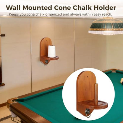 Wall Mounted Cone Chalk Holder, Wooden Billiard Pool Table Hand Chalk Cone Rack, Space-Saving Billiards Pool Table Accessories with Hardware for Decor