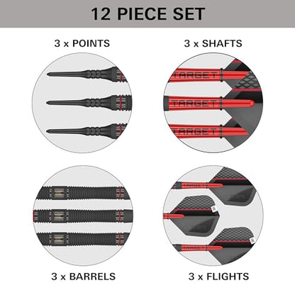 Target Darts Scope Soft Tip Darts, 90% Tungsten Dart Set | Red & Black Darts, Darts Set with Pixel Tips, Electronic Darts, Soft Tip Darts | Barrel 10/11 – 18G/19G/20G/21G - size: 19G, style: Barrel 11