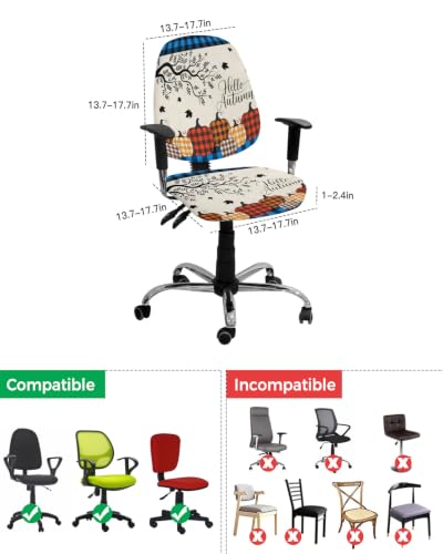 Savannan Office Chair Cover, Pumpkin Thanksgiving Maple Leaf Protective Stretch Elastic Universal Cover for Desk Task Chair,Computer Rotating Chair 1 Pcs Abstract Colorful Plaid