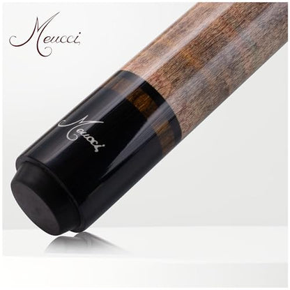 Meucci Pool Cue - All Natural Wood with Rainbow Stain - Pool Stick with Maple Forearm, Solid Wood Handle, High Impact Cue Tips for Low Deflection Pool Cue Stick - 19 Oz Professional Billiard Cue Stick