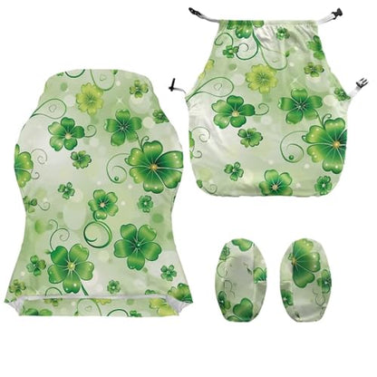 Suobstales Green Shamrock Pattern Gaming Chair Covers Slipcovers, St. Patrick's Day Decoration Stretchable Elastic Computer Reclining Gaming Chair Seat Cover with Armrest Cover (No Chairs) - color: Green Shamrock