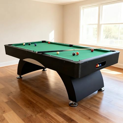 84" Pool Table with Automatic Ball Return, 7 ft Pool Table with Arched Design Legs, Billiard Tables Set for Family Game Room, Rrec Room, Club, Kids Adults, Green