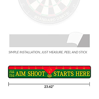 DIMBOI Walnut Wood Dart Holder Wall Mount Displays 4 Sets For A Total Of 12 Steel/Soft Tip Darts,With Darts Throw Line Marker