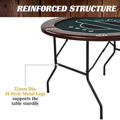 Barrington Poker Multiple Styles Folding Poker Table & Poker Table Top/Dining Table Collection, Durable Padded Rail Tables with Felt Playing Surface, Perfect for Texas Holdem Games - style: 46 In. Round Poker Table (6 Player)