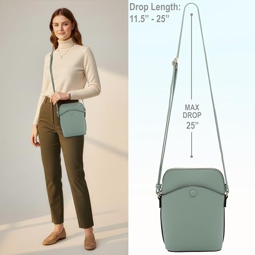 Solene Small Crossbody Bag with Gold Hardware, Mini Shoulder Purse with Adjustable Strap - color: Mint