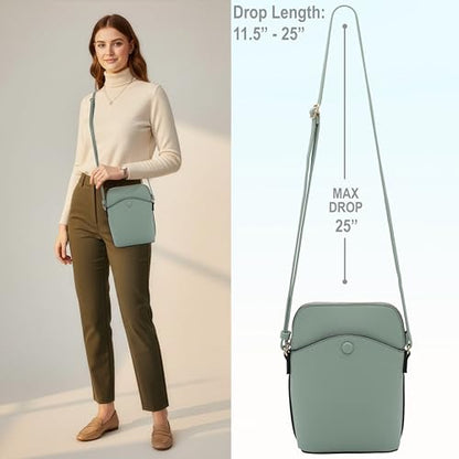 Solene Small Crossbody Bag with Gold Hardware, Mini Shoulder Purse with Adjustable Strap - color: Mint