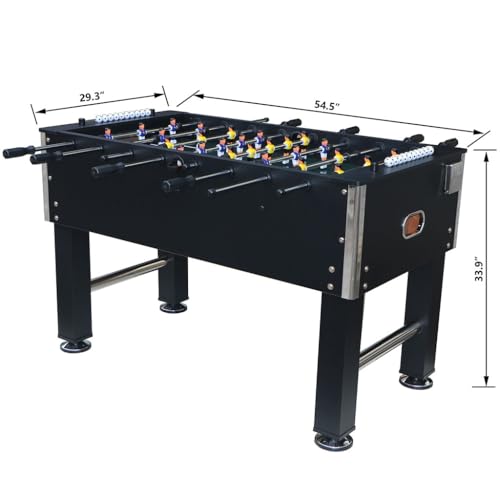 54.5" Full-Size Foosball Table for Adults, Competition Game Table with Robot Players, Electroplated Steel Rods, Adjustable Legs & Scoreboard, MDF Frame Soccer Table for Game Room, Office & Man Cave