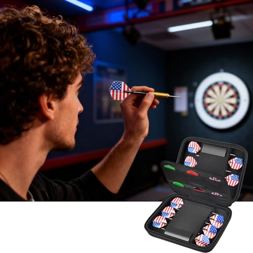 Boobowl Hard Dart Case for Steel and Soft Tip Darts, Holds 12 Darts | Hard EVA Case With 12 Dart Slots, 6 Mesh Pockets And Zipper Storage For Flights, Tips And Shafts; Case Only - Black - size: Full black L