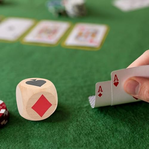 Large Trump Marker Dice Set 1.57'', 2pcs Wooden Euchre Cube with Black Velvet Storage Bag, Trump Indicator for Euchre, Pinochle Bridge Poker and More, Great Gift for Card Game Enthusiasts (2)