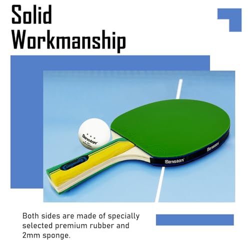 Senston Ping Pong Paddles Family Entertainment Set for Entertainment or Competition - Ping Pong Paddle Set - color: Green