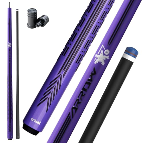 CRICAL Carbon Fiber Pool Cue Stick - 58" Low Deflection Professional Pool Cue with Pro Taper Shaft, 3D Anti-Slip Wrapless Grip, 12.5mm Tip & 3/8x8 Joint Billiard Stick for Enhanced Control & Accuracy - color: CL-PD-Purple