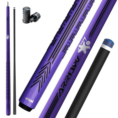 CRICAL Carbon Fiber Pool Cue Stick - 58" Low Deflection Professional Pool Cue with Pro Taper Shaft, 3D Anti-Slip Wrapless Grip, 12.5mm Tip & 3/8x8 Joint Billiard Stick for Enhanced Control & Accuracy - color: CL-PD-Purple