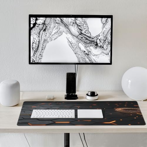 Large Extended Gaming Mouse Pad with Stitched Edges, (35.4X15.7In) Durable Non-Slip Natural Rubber Base, Waterproof Computer Keyboard Pad Mat for Esports Pros/Gamer/Desktop/Office/Home (E) - color: E