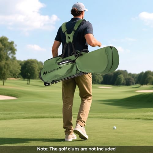 ULTIMATE Golf Stand Bag, 8-Way Golf Bag with 5 Pockets, Rain Hood, Detachable Dual Shoulder Strap, Lumbar Pad, Handles, Portable Golf Club Bag for Men & Women - color: Green