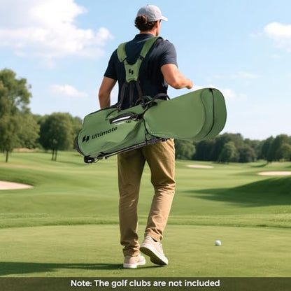 ULTIMATE Golf Stand Bag, 8-Way Golf Bag with 5 Pockets, Rain Hood, Detachable Dual Shoulder Strap, Lumbar Pad, Handles, Portable Golf Club Bag for Men & Women - color: Green