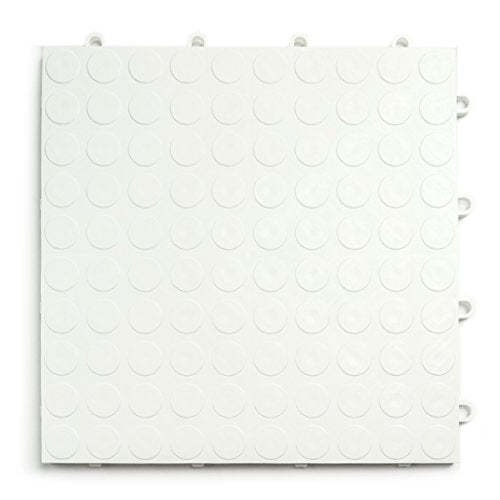 GarageDeck Coin Pattern, Durable Interlocking Modular Garage Flooring Tile (12 Pack), White - color: White, size: 12 Pack