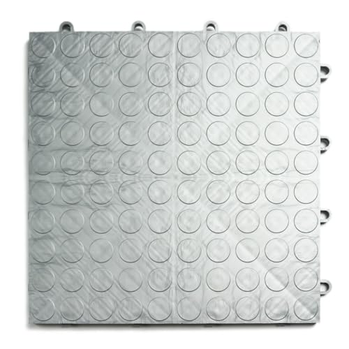 Big Floors GarageDeck Garage Floor Tiles, Interlocking Garage Flooring, Coin Pattern Non-Slip Heavy-Duty Copolymer Modular Tile (Alloy, 48 Pack of 12 x 12" Tiles, 48 Sq Ft) - color: Alloy, size: 48 Pack