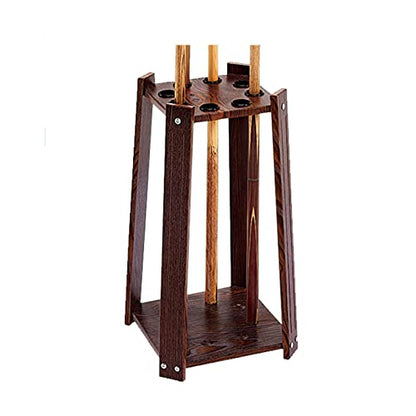 8 Holes/9 Holes/12 Holes Freestanding Pool Cue Rack Floor Stand -Billiard Cue Racks Holder Angle,Ball Floor Rack-Dark Brown||Square 8 Holes - color: B