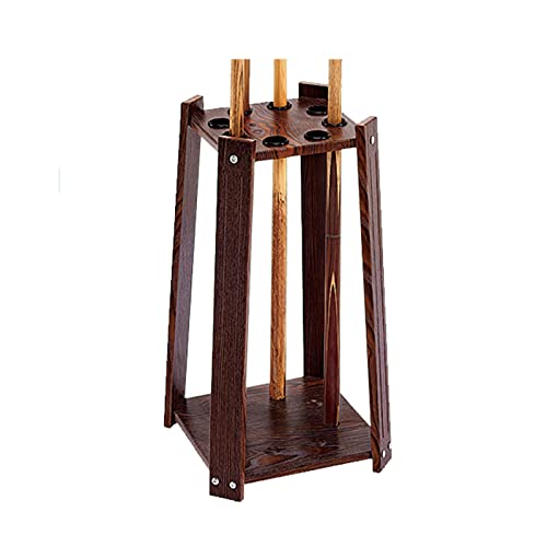 8 Holes/9 Holes/12 Holes Freestanding Pool Cue Rack Floor Stand -Billiard Cue Racks Holder Angle,Ball Floor Rack-Dark Brown||Square 8 Holes (B Dark Brown) - color: B