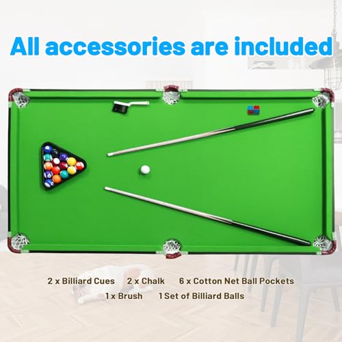 Seydrey 54" Folding Pool Table, Portable Space-Saving Billiard Game Table for Game Room & Office - color: Single Green Felt