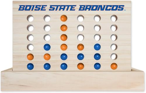 Rico Industries NCAA Mini Travel Team 4 in A Row Mini Game- Wooden, Team Colors, 5.5" x 8" (Boise State) - style: Boise State