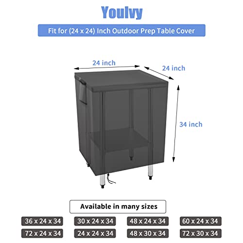 Outdoor Prep Table Cover 24 Inch, Waterproof Patio Stainless Steel Metal BBQ Table Cover All Season Protection for Outdoor Table - 24 x 24 x 35 Inch - size: 24" x 24" x 35"